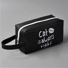 (As show, One size) LINJOU Cute Pencil case, Stationery Storage Bag Portable (Black letter)