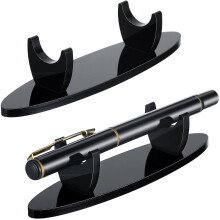 (As show, One size) LINJOU 2 Pieces Acrylic Pen Holder Display Stand, Makeup Brush Rack Organizer(Black)
