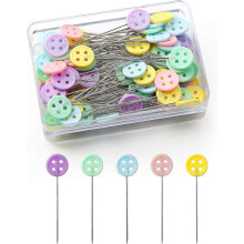 (As show, One size) LINJOU 100 Pieces Sewing Pins with Storage Box for Jewelry Decoration (Button type)