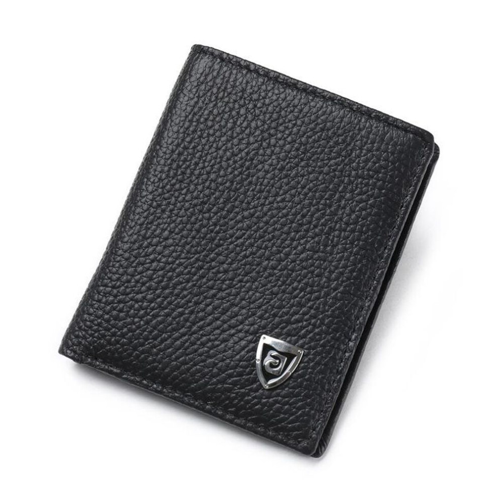 (black) Fashion Men Wallets Genuine Leather Slim Bifold Card Holder Purse Small Pocket Wallet For Man