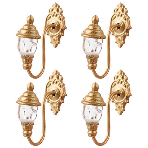 (As show, One size) 4pcs Simulated Mini Yard Lights Model Light Model Sand Table Lamp Decorations