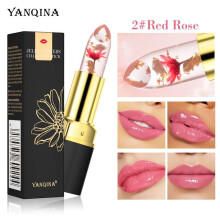(3.2g, 02 Red Rose) Magic Lipstick Changes Florett Jelly Lipstick Long Lasting 24 Hours Gold Foil Lipstick Cosmetics Woman Makeup