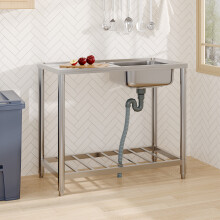 Freestanding Single Bowl Kitchen Sink with Draining Board