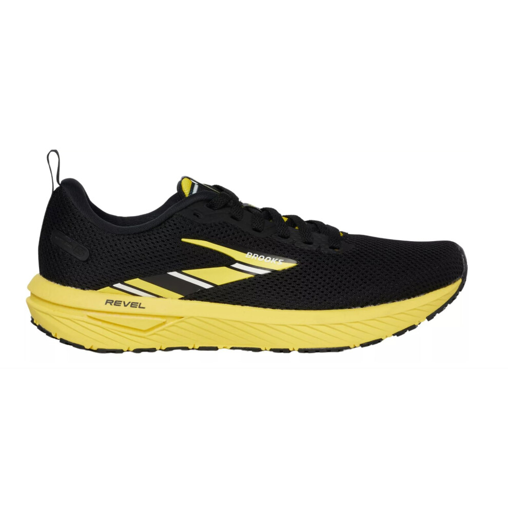 Brooks Womens Revel 6 Neutral Running Shoe - Black/Yellow/White - 8 Medium