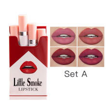 (Full Size, B-1-4olors) 4 Colors Makeup Lipstick Creative Cigarette Lipstick Set Cosmetics Lipstick Set Lip Tint Lip Gloss Waterproof Matte Long