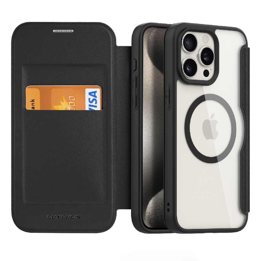 (Black) Dux Ducis Case For Iphone 15 Pro Max Shockproof Full Protective Flip Folio Wallet Case Case Wallet Compatible With Magsafe With Rfid Blocking Black 764549491926
