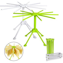 (As show, One size) LINJOU 2 Pieces Foldable Pasta Drying Rack, Collapsible Plastic Noodle Maker Hanging Stand(white+green)