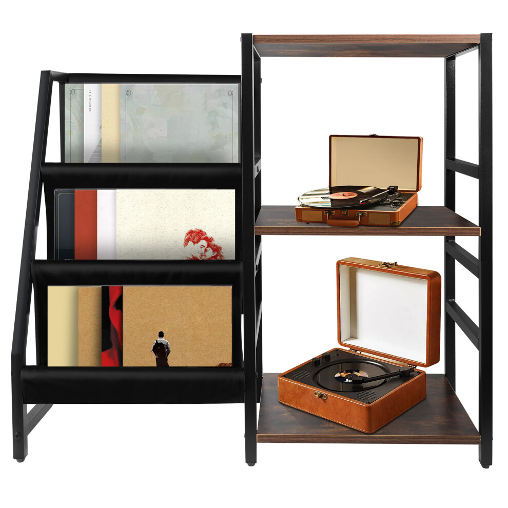 Record Player Stand with 3-Tier Storage Holds Up to 200 Albums