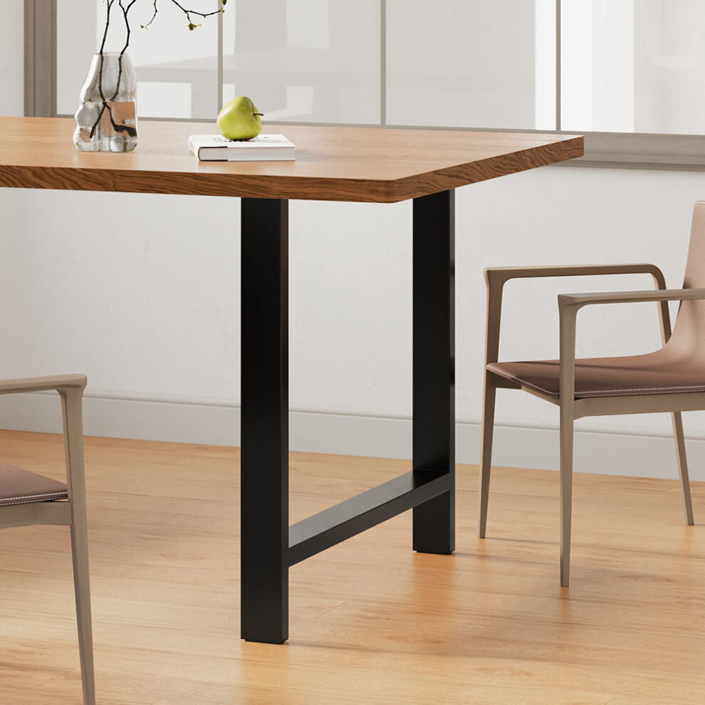 2Pcs Black H-shaped Anti-Slip Metal Table Legs for Desk
