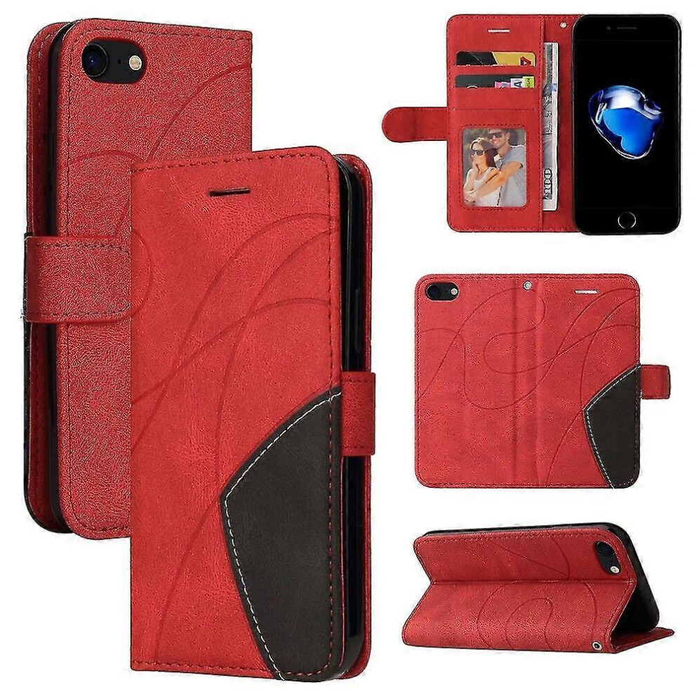 (As Show, One Size) Phone Case For Iphone Se 2020/8/7 Leather Wallet Flip Folio Front View - Red Not,Specified 6953460340435