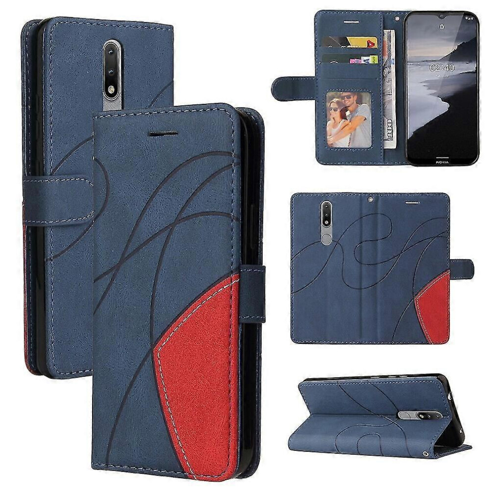 (As Show, One Size) Phone Case Cover For Nokia 2.4 Leather Wallet Cover Flip Folio Standing View Case - Blue Not,Specified 6953460346239