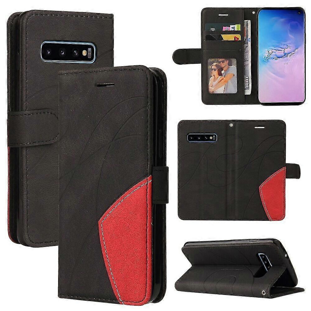 (As Show, One Size) Phone Case Cover For Samsung Galaxy S10 Leather Wallet Cover Flip Folio Front View Cover - Black Not,Specified 6953460341647