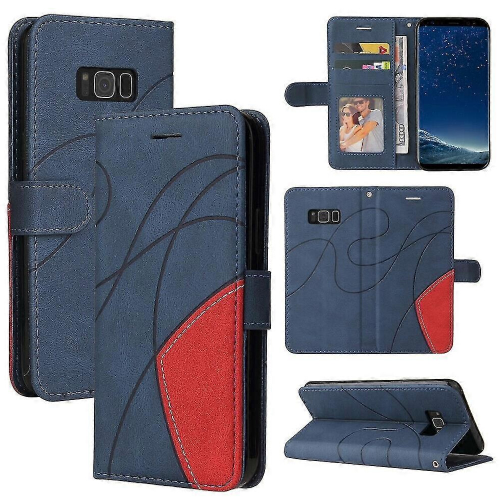 (As Show, One Size) Phone Case Cover For Samsung Galaxy S8 Plus Leather Wallet Cover Flip Folio Front View Cover - Blue Not,Specified 6953460341265