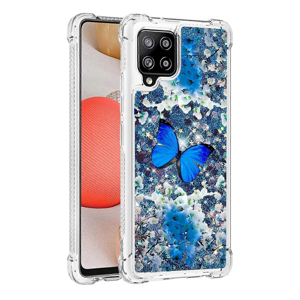 (As Show, One Size) Phone Case Cover For Samsung Galaxy A42 5G Glitter Liquid Cute Clear Silicone Tpu Shock Absorber - Blue Butterfly Not,Specified 6953460346307