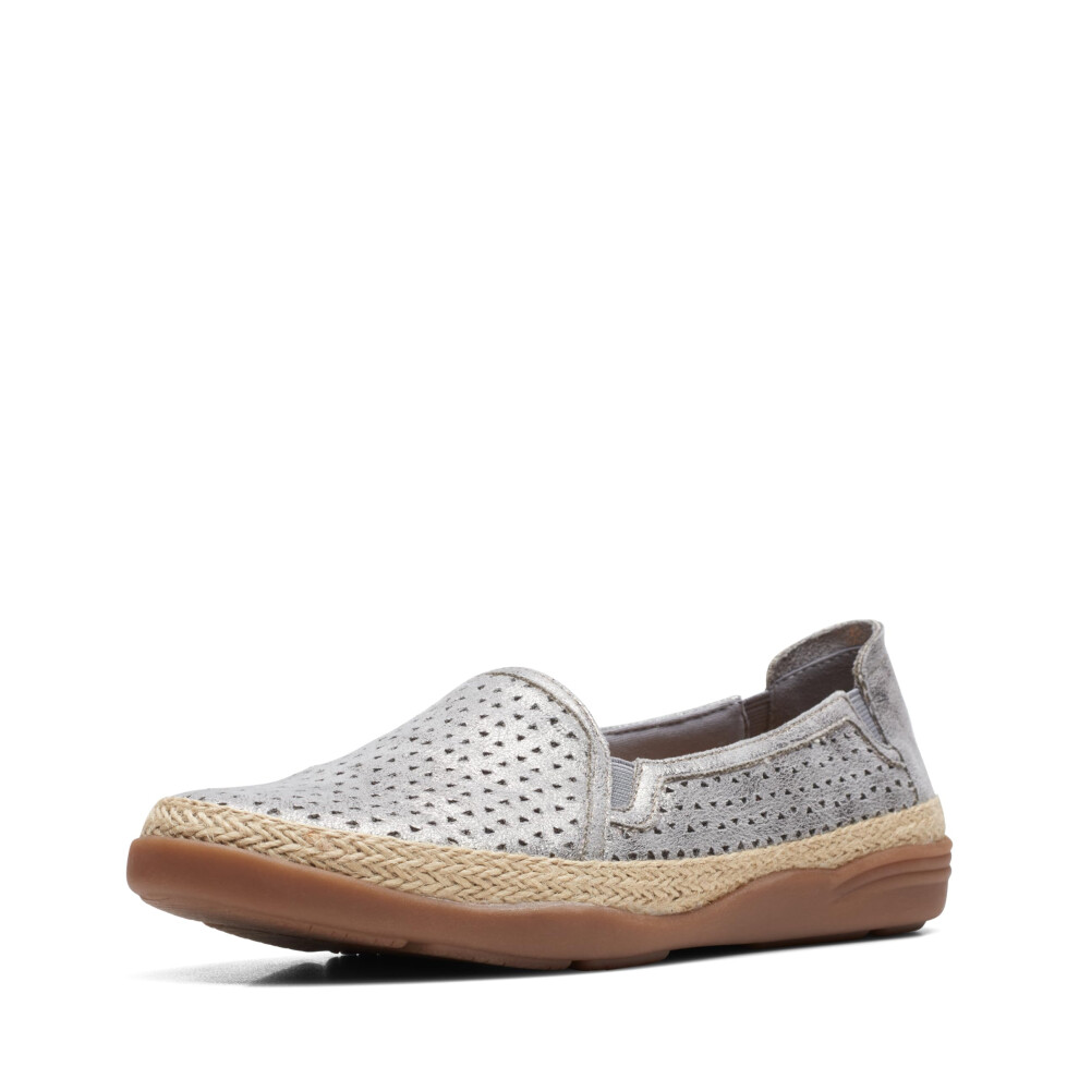 Clarks Women's Elaina Ruby Loafer  Pewter Textile  11 Wide