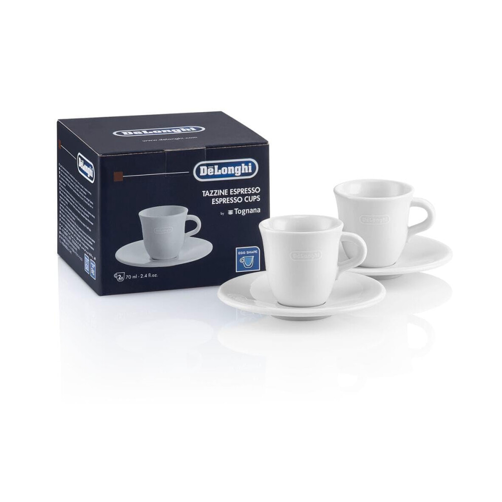 De'longhi Dlsc308 Porcelain Espresso Cup & Saucer, Set Of 2