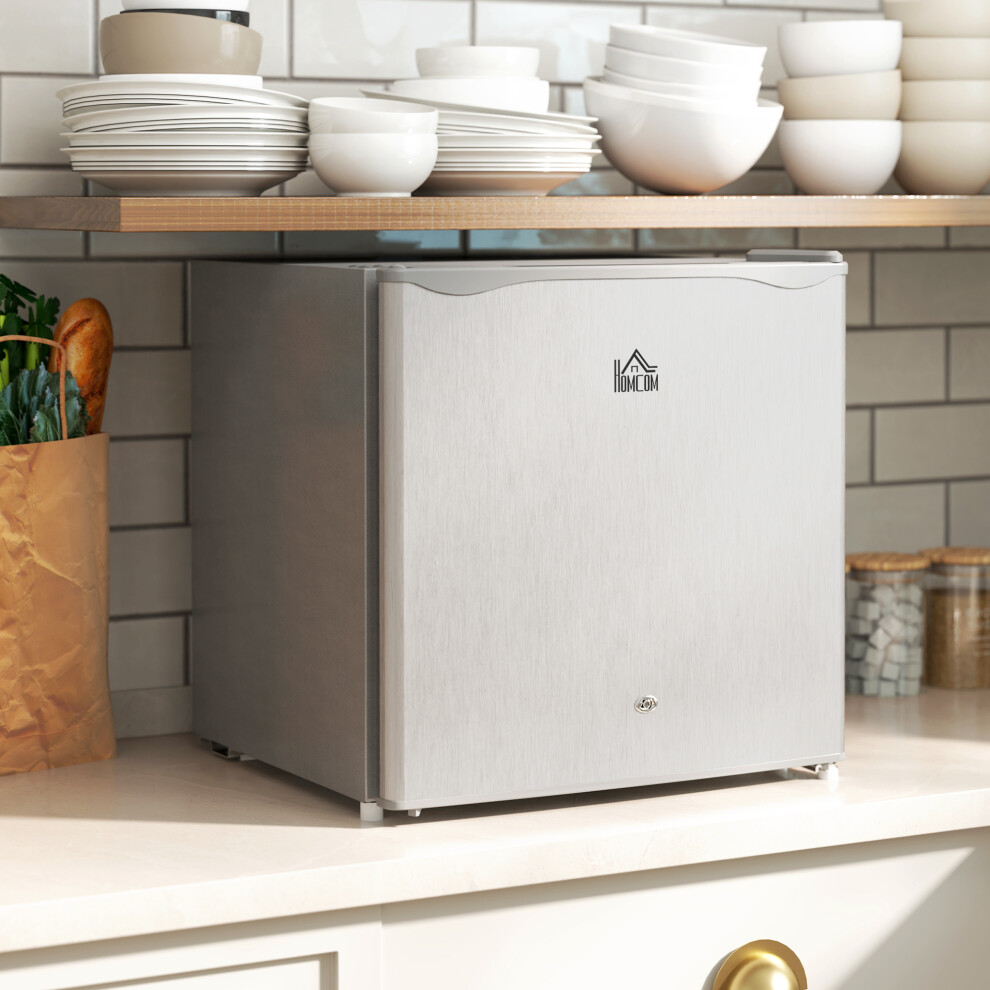 HOMCOM 46L Counter Top Fridge Mini Fridge with Lock Chiller Box Grey