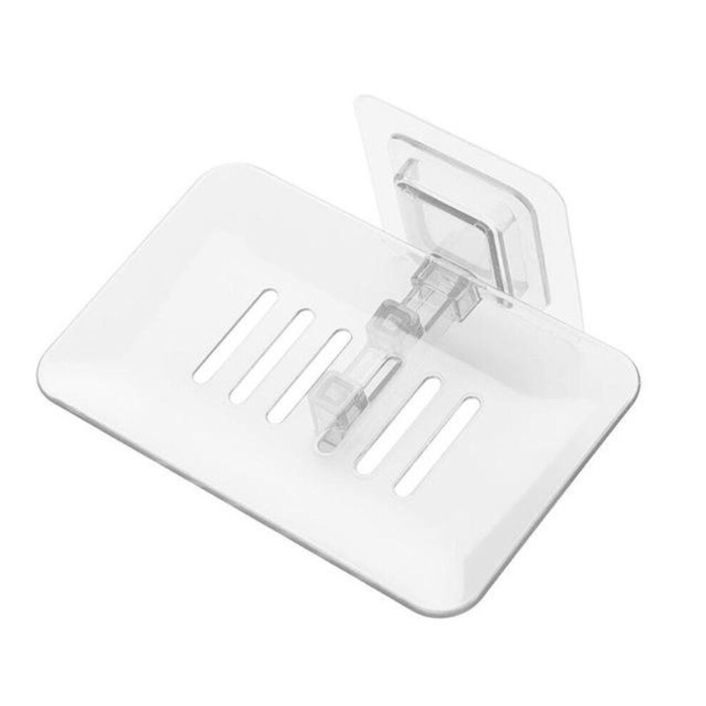 (white) Wall Mounted Shower Soap Holder with Dish Storage