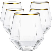 40 Stck Diamant-Glser aus unzerbrechlichem, stiellosem Kunststoff fr Wein, Champagner, Whiskey, elegant, langlebig, Einweg-Glser fr drinnen und