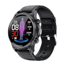 (Black Leather) 2023 Blood Glucose Smart Watch Ecg ppg Monitoring Blood Pressure Body Temperature Smartwatch Men Ip68 Waterproof Fitness Tracker - Smart Watches