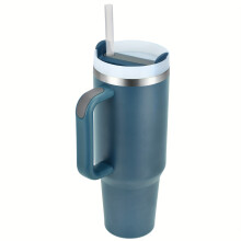 (Storm Sea Color, 40oz/1182ml) Watersy 40 oz Tumbler with Handle and Straw Lid Leak-proof Silicone Boot Straw Cover Cap Travel Coffee Mug Stainless Steel Water Bottle Insulated Cup