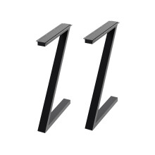 2Pcs Z-Shape Anti-slip Black Iron Table Legs H 71cm