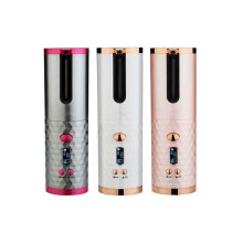 (Rose-gold) ((Rose-gold Electric Auto Rotating)) Cordless Automatic Hair Curler | Portable Curling Tongs