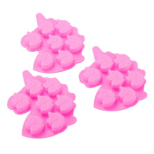 Vpqnee 3-pak mellemst?rrelse 7 hulrum Enhj?rning silikonechokoladeform til fremstilling af enhj?rningsform Gummy Candy Chokolade Isterning Jelly