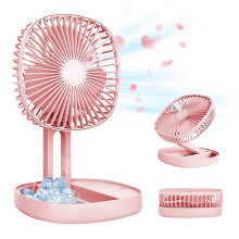 (As show, One size) LINJOU Portable Travel Fan Folding Desk Fan,  for Bedroom Office (pink)