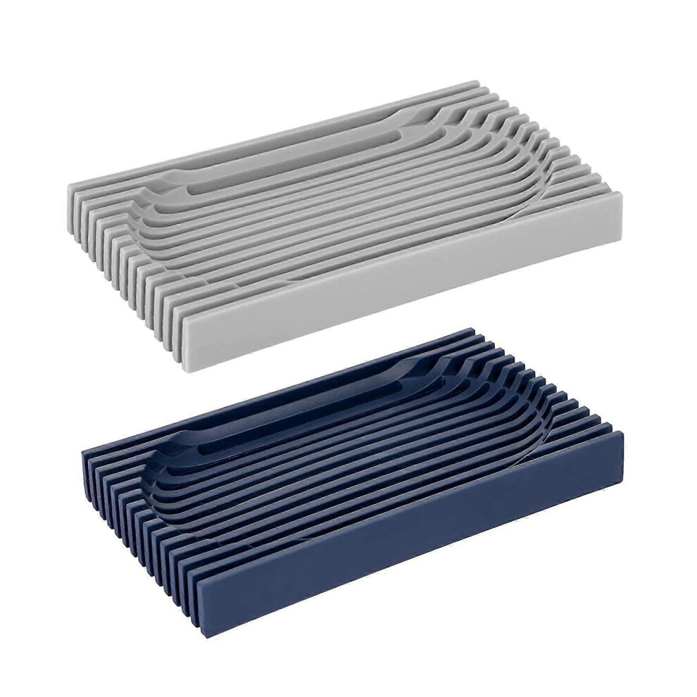 (As show, One size) LINJOU Silicone Non Slip Drain Soap Saver Storage Sponge Holder Box for Bathroom Shower 2 Pack-image-OPC-PG7H7RZ-NEW