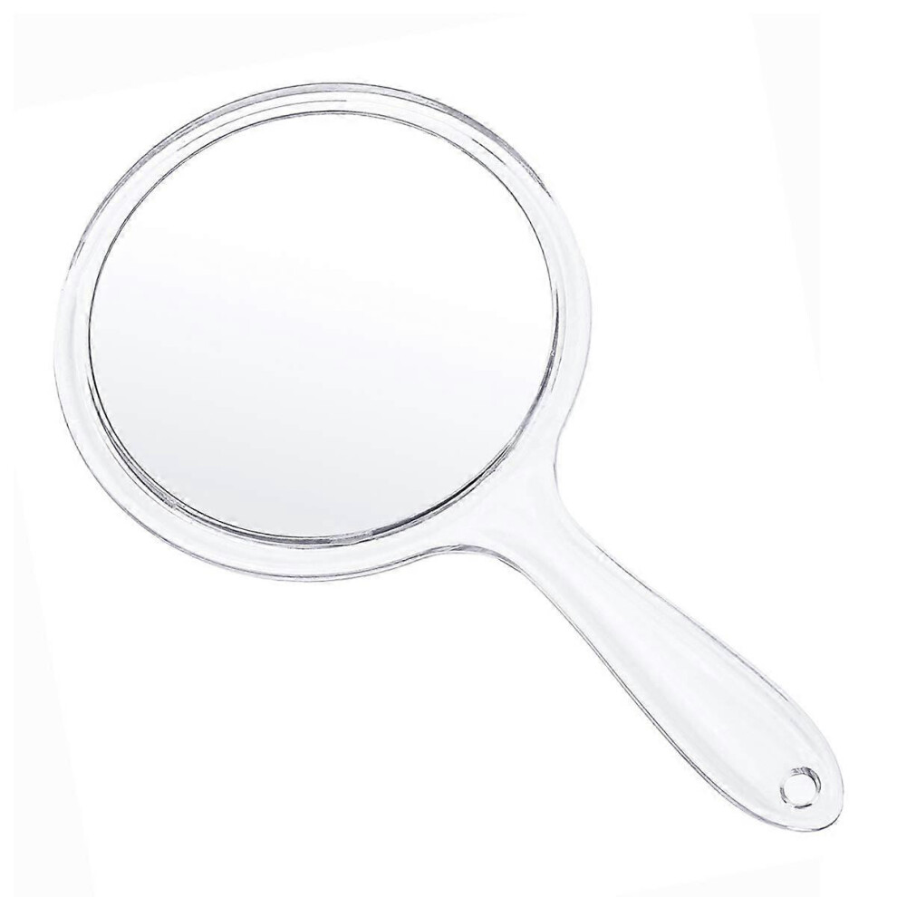 (As show, One size) LINJOU Travel Handheld Mirror Cosmetic Mirror Acrylic Clear Finish Round Mirror (transparent)