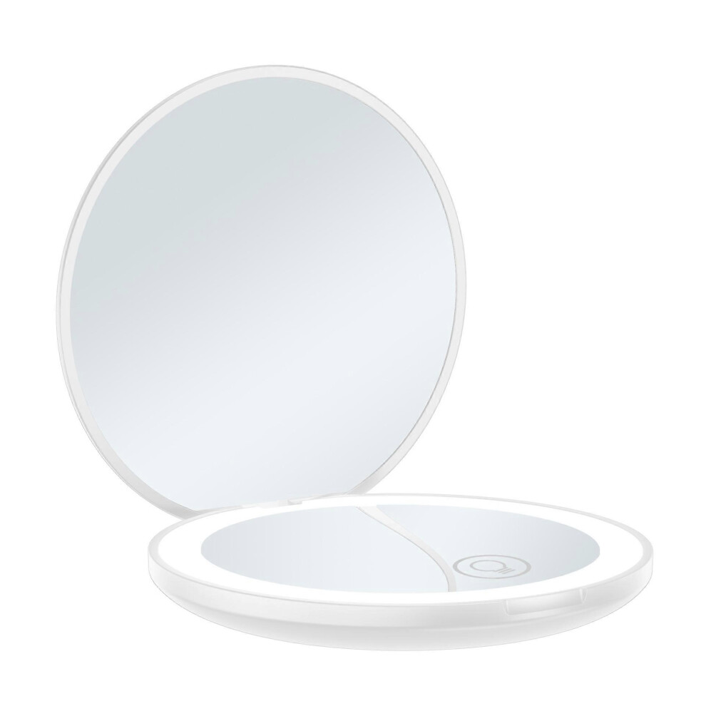 White (As Show, One Size) Linjou Compact Mirror, 3.5" Rechargeable Pocket Mirror((White)