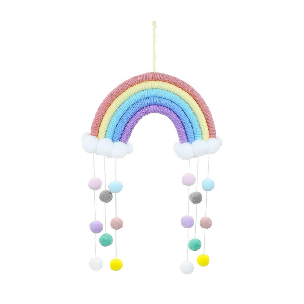 (As show, One size) LINJOU Rainbow Tapestry Clouds, Hand-Woven 5 Strands Hanging Decoration for Kids Room Decor(Cloud)