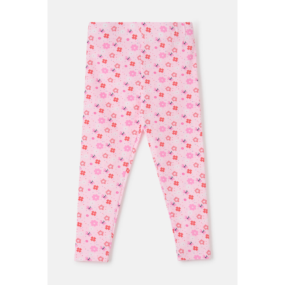 Lighthouse (3-4 Yrs, Baby Pink Floral) Mollie Leggings Soft Cotton Stretch