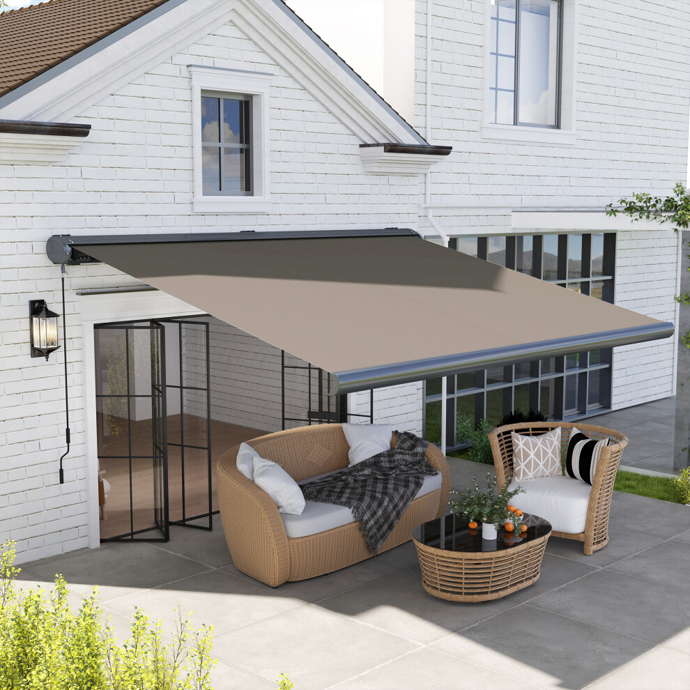 Outsunny 4x3(m) Full Cassette Electric Awning, Aluminium Frame, Light Grey