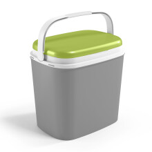 (Grey & Green) 27L Large Compact Insulated Beach Picnic & Camping Leakproof Travel Cooler Cool Box w/ Handle Ice Packs