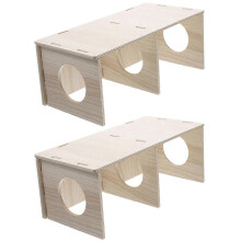 (As show, One size) 2pcs Wooden Hamster Hiding Cabin Sturdy Guinea Pig Wooden House Pet Hamster Hideout House