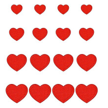 (As show, One size) 24 Pcs Homemade Stickers Heart Iron Patch Love Embroidered Appliques DIY Jeans Patch