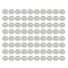 (As show, One size) 1000PCS 9MM DIY Accessories Material Natural Beads Flower Caps Spacer Pendant Hollow End Caps Jewelry Charm (Silver)