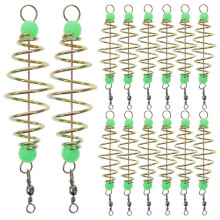 (As show, One size) 36 PCS Carp Feeder Carbon Steel Spring Bait Feeder Cage with Luminous Bead