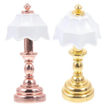 (As show, One size) 2Pcs Miniature Delicate Lamps Mini House Bedside Lamp Decorations Desktop Mini Lamp Decors