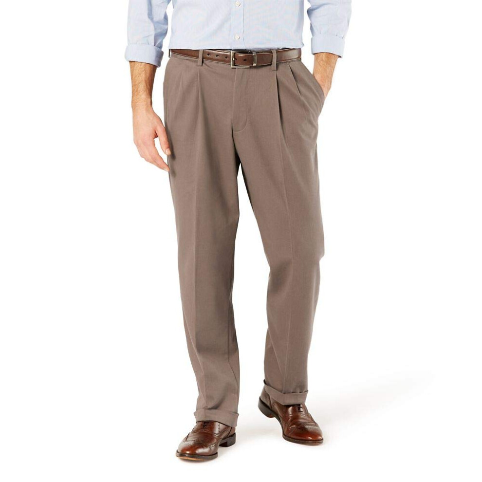 Pantalon kaki confortable coupe d   contract   e pour homme Dockers - Pliss    Dark Pebble (S