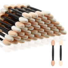 50 Pc Eyeshadow Applicators, Eyeshadow Applicators with Made Of Pretty Soft Touch,disposable Double Heads  Brush Applicator Eye Makeup Tools(black)