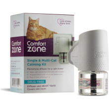 Comfort Zone Calming Pheromone Diffuser Starter Kit a Calm Single or Multi-Cat Home Reduces Stress Spraying Scratching & Other 1 Diffuser & 1 Refill