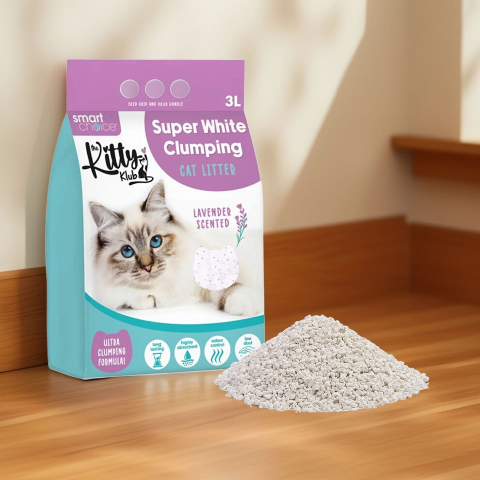 Clumping Cat Litter Lavender Scented White Litter Tray Granules 3L