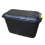 Strata 110L Heavy Duty Lockable Stackable Storage Chest Trunk on Wheels with Clips in Black 1
