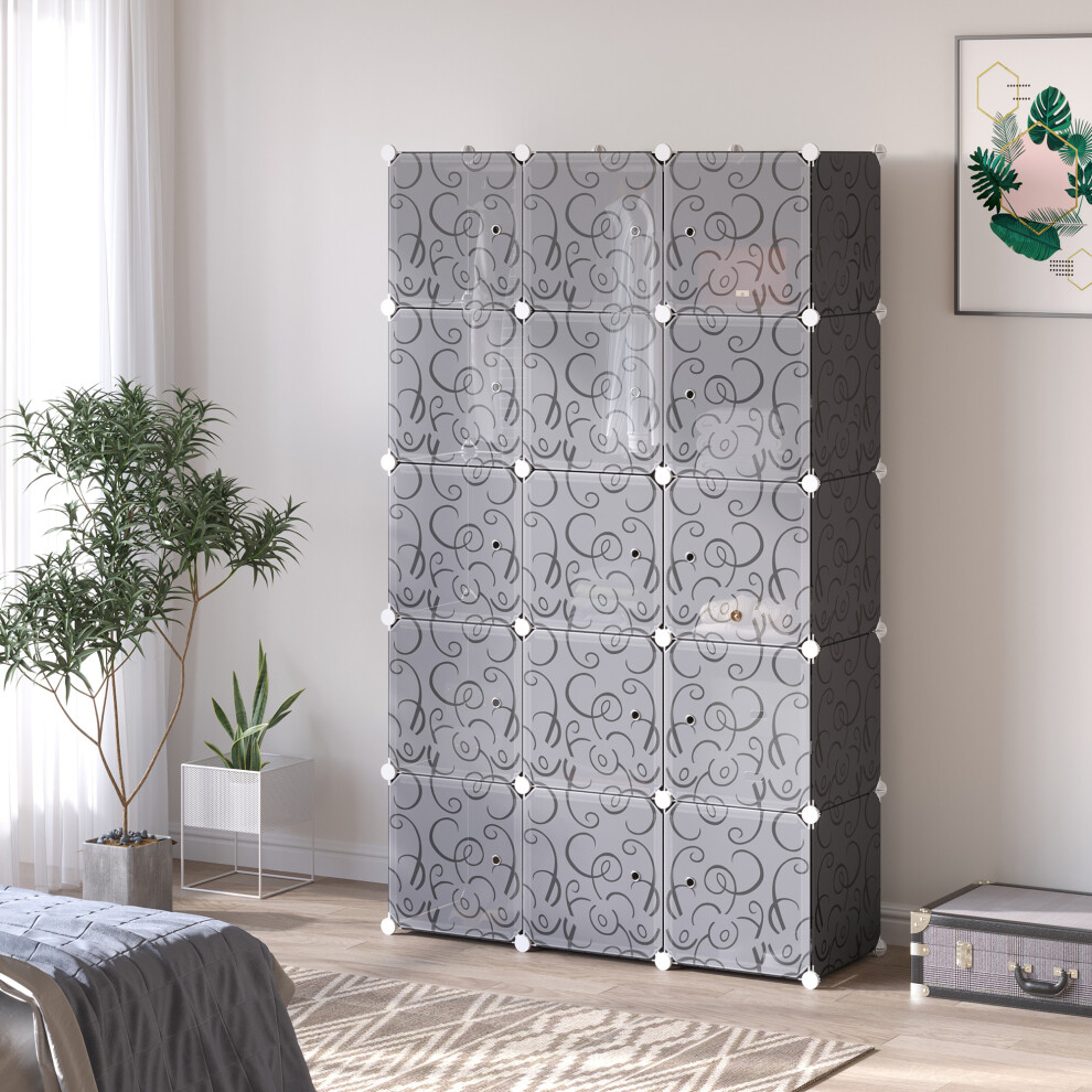 HOMCOM Cube DIY Wardrobe Portable Interlocking Plastic Modular Closet Cabinet