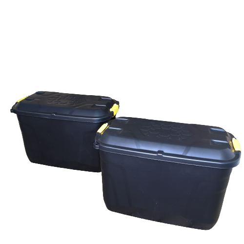 Strata 2 x 110L Heavy Duty Trunk on Wheels, Lockable, Stackable Storage Chest