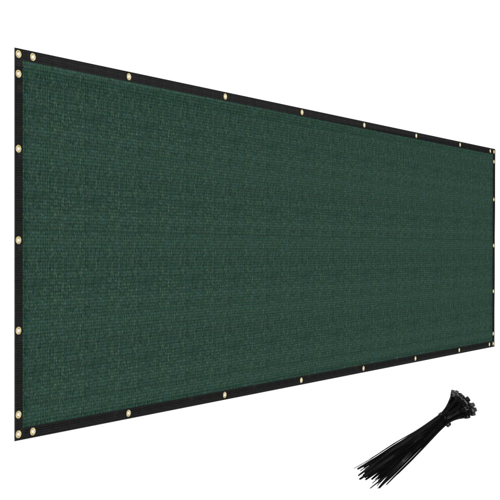 Brise-vue Windscreen4less 5'x12' Brise-vue robuste en tissu maillé pour terrasse, jardin, piscine, terrasse, clôture à mailles losangées, vert