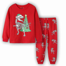 (7T,Style 3)Kids Christmas Dinosaurs Pajamas Long Sleeve Holiday Pjs Set